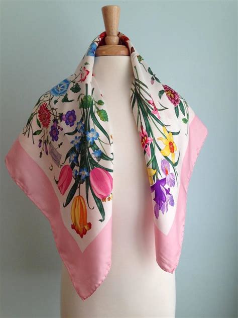 vintage gucci scarf floral|Vintage Gucci Scarves .